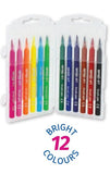 58112 Fibrepens, Water-based, Brush tip, 12 pcs in PP case