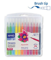 58124 Fibrepens, Water-based, Brush tip, 24 pcs in PP case