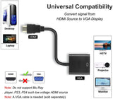 HDMI to VGA, Gold-Plated HDMI to VGA Adapter (Male to Female)- Black
