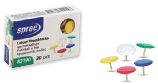 82190 Thumb Tacks colourful PVC, 30 pcs